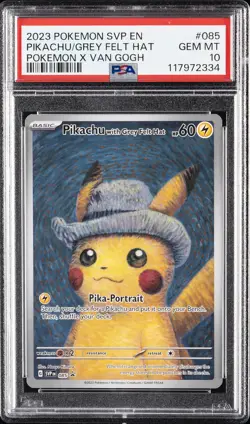 2023 POKEMON SVP EN-SV BLACK STAR PROMO #085 PIKACHU WITH GREY FELT HAT PSA 10 - Image 1