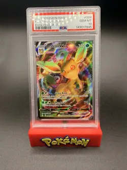 2021 POKEMON SWORD & SHIELD EVOLVING SKIES #008 FULL ART/LEAFEON VMAX PSA 10 - Image 1
