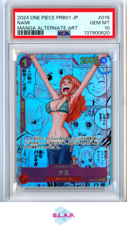 NAMI MANGA ALT ART ONE PIECE JAP PRB01-PREMIUM BOOSTER THE BEST- 2024 016 PSA 10 - Image 1