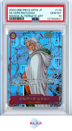 SILVERS RAYLEIGH MANGA ALT ART ONE PIECE JAP OP08-TWO LEGENDS 2024 118 PSA 10 - Image 1