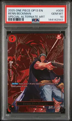 One Piece OP13-Carrying on His Will - Benn.Beckman OP09-009 SP Alt Art - PSA 10 - Image 1