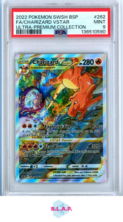 FA/CHARIZARD VSTR ULTRA-PREMIUM COLL POKEMON SWSH BLCK STR PRM 2022 262 PSA 9 - Image 1