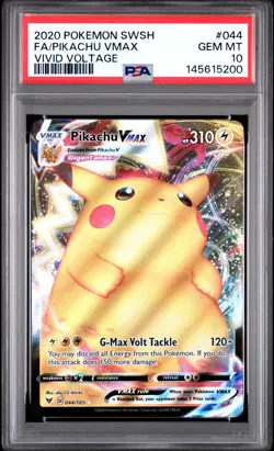 2020 POKEMON SWORD & SHIELD VIVID VOLTAGE #044 FULL ART/PIKACHU VMAX PSA 10 - Image 1