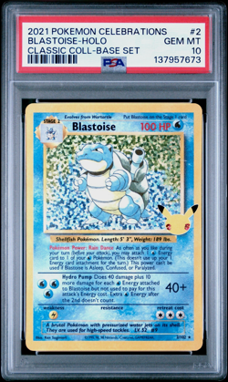 2021 POKEMON CELEBRATIONS CLASSIC COLL #2 BLASTOISE-HOLO PSA 10 Gem Mint - Image 1