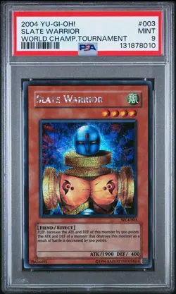 2004 Yu-Gi-Oh! Slate Warrior WC4 Limited Edition Secret Rare PSA 9 - Image 1