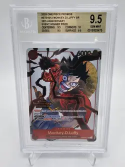 BGS 9.5 GEM MINT One Piece ST01-012 Monkey.D.Luffy 3rd Anniversary Winner #2 - Image 1