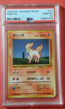 1996 P.M Japanese Basic Pokemon card - Ponyta PSA grade 10 - Image 1