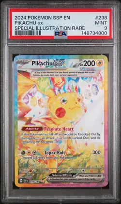 2024 POKEMON SSP EN-SURGING SPARKS SPECIAL ILLUSTRATION RARE PIKACHU EX PSA 9 - Image 1