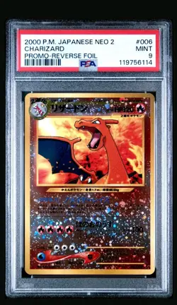 Nintendo Charizard #006 Japanese Neo 2 Promo Reverse Foil PSA 9 2000 Pokemon TCG - Image 1