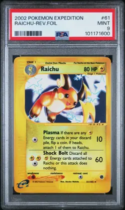 Raichu 61/165 Reverse Holo Foil PSA 9 - 2002 Pokemon Expedition E-reader - Image 1