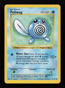 Poliwag 59/102 Common Base Set Pokemon Lightly Played - Image 1