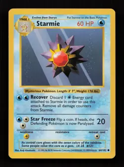 Starmie 64/102 Common Base Set Pokemon Lightly Played - Image 1