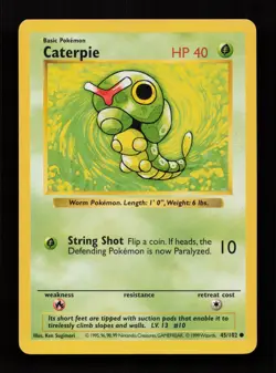 Caterpie 45/102 Common Base Set Pokemon Lightly Played - Image 1