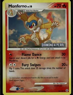 Monferno Uncommon Diamond and Pearl 56/130 Fire Reverse Holo Pokemon Card - Image 1