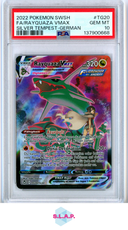 FA/RAYQUAZA VMAX SILVER TEMPEST-GER POKEMON SWSH SILVER TEMPEST 2022 TG20 PSA 10 - Image 1