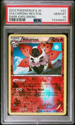 POP 1 ONLY CARD PSA 10 2012 POKEMON B & W DARK EXPLORERS VOLCARONA REVERSE FOIL - Image 1