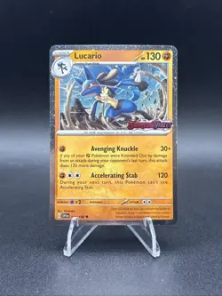 Lucario (Scarlet & Violet Stamped) 114/198 Cosmos Holo Pokemon Card - Image 1