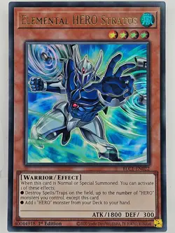Yu Gi Oh - BLC1-EN022 Elemental Hero Stratos (Alt Art) - Gold Ultra Rare - Image 1