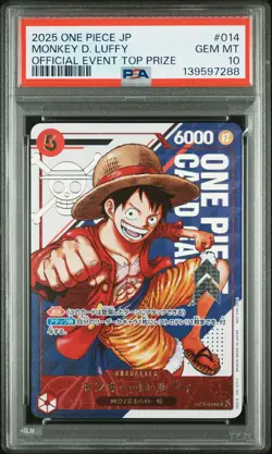 2025 ONE PIECE JPN PROMOS OFFICIAL EVENT TOP PRIZE #014 MONKEY D. LUFFY PSA 10 - Image 1