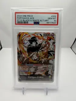 2024 One Piece ST13 Three Brothers Portgas D. Ace Black & White Alt Art - PSA 10 - Image 1