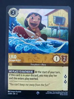 Disney Lorcana TCG Azurite Sea Lilo Escape Artist Super Rare 2/204 - Image 1