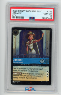 2023 Disney Lorcana EN 1 Jasmine #149 Foil PSA 10 GEM MINT (CH) - Image 1