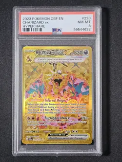 CHARIZARD EX HYPER RARE 228/197 POKEMON OBSIDIAN FLAMES PSA 8 NM-MT GOLD CARD - Image 1