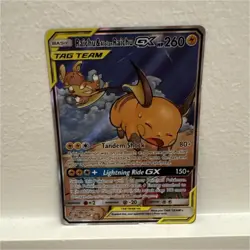 Pokemon Raichu & Alolan Raichu GX TAG TEAM Ultra Rare Full Art Holo 221/236 - Image 1