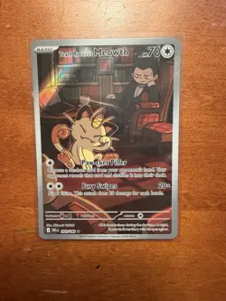 Team Rocket's Meowth 203/182 Destined Rivals Illustration Rare Pokemon NM - Image 1