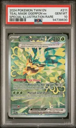 2024 POKEMON TWM EN-TWILIGHT MASQUERADE #211 TEAL MASK OGERPON EX PSA 10 - Image 1
