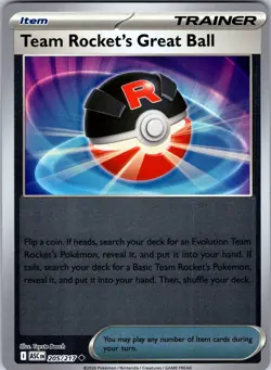 Team Rocket's Great Ball 205/217 ME: Ascended Heroes Pokemon TCG NM Reverse Holo - Image 1