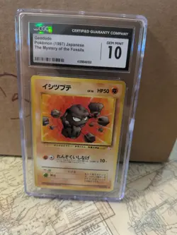 CGC GEM MINT 10 Geodude 1997 Mystery Of Fossils 074 Pokemon Japanese Wotc - Image 1