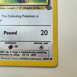 Jigglypuff Pokemon Jungle 54/64 Unlimited LP/NM - Image 5