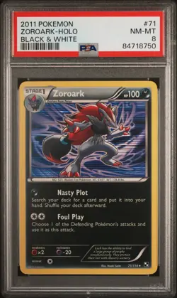 2011 POKEMON BLACK & WHITE 71 ZOROARK-HOLO PSA 8 - Image 2