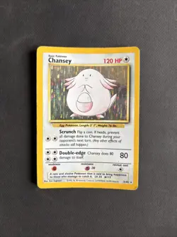 Pokemon TCG Chansey Base Set Holo Unlimited Holo Rare 3/102 WOTC 1999 Vintage - Image 1