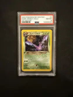 2002 POKEMON NEO DESTINY 1ST ED #2 DARK CROBAT-HOLO PSA 8 - Image 1