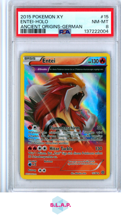 ENTEI-HOLO ANCIENT ORIGINS-GERMAN POKEMON XY ANCIENT ORIGINS 2015 15 PSA 8 - Image 1