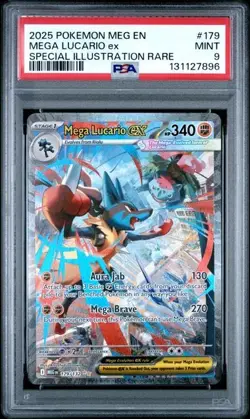 2025 Pokemon Mega Evolution Mega Lucario ex Full Art SIR #179/132 PSA 9 - Image 1
