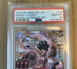 MANGA ALT ART GEAR 4 MONKEY D. LUFFY One Piece 2025 OP11 Japanese #118 PSA 10 - Image 3
