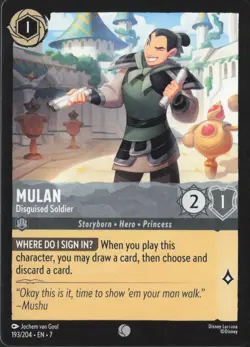 Disney Lorcana Archazia's Island #193/204 - Mulan Disguised Soldier Regular - Image 1