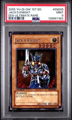 PSA 9 Jack's Knight EEN-EN005 Ultimate Rare 1st Edition EURO Yugioh Card POP 36 - Image 1
