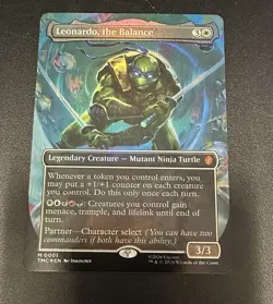 MTG Commander TMNT *FOIL* BORDERLESS M Leonardo, the Balance #0001 - Image 1