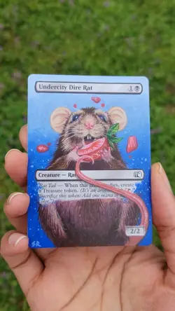 MTG Altered Art Hand Painted Card: Undercity Dire Rat - Image 1