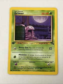 Pokemon TCG Grimer Fossil 48/62 Regular 1st Edition Common HP - Image 1