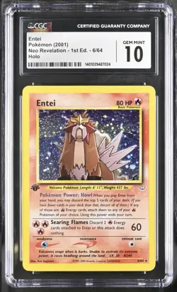 Entei Neo Revelation 1st Edition Holo Pokemon Card 6/64 CGC 10 WOTC Gem Mint - Image 1