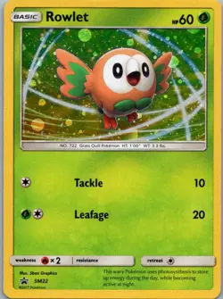 Pokemon TCG Rowlet SM22 SM Black Star Promos Cosmos Holo LP - Image 1