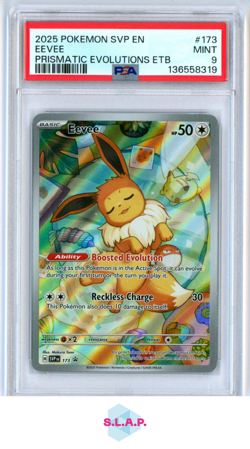 EEVEE PRISMATIC EVOLUTIONS ETB POKEMON SVP EN-SV BLACK STAR PROMO 2025 173 PSA 9 - Image 1