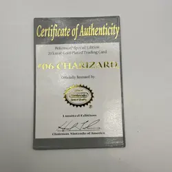Pokemon Charizard Nintendo 1999 Burger King 23k Gold Plated Card - Image 3