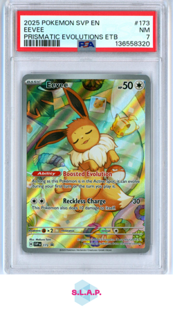EEVEE PRISMATIC EVOLUTIONS ETB POKEMON SVP EN-SV BLACK STAR PROMO 2025 173 PSA 7 - Image 1