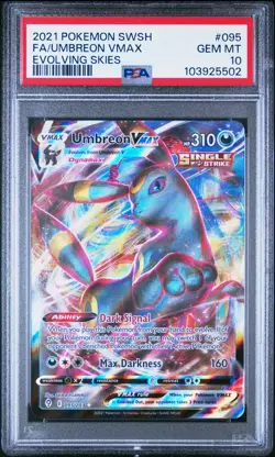 2021 POKEMON SWORD & SHIELD EVOLVING SKIES #095 FULL ART/UMBREON VMAX PSA 10 - Image 1